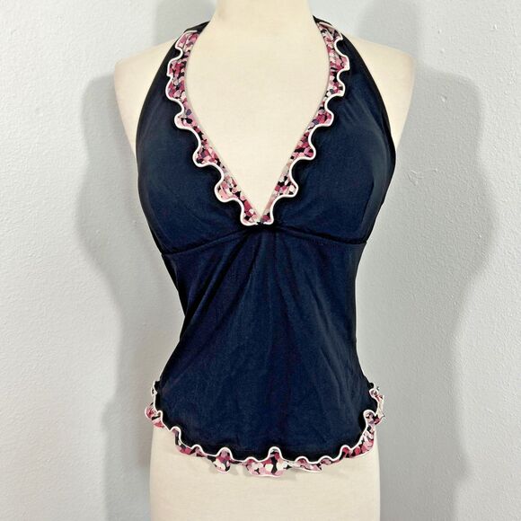 Profile‎ Tankini Top  Womens 10 Babydoll Ruffle Monaco Halter Swimsuit Beach - Picture 1 of 7